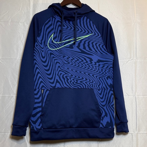 Nike Other - Nike Dri-FIT Blue Swoosh Hoodie Men’s Medium Neon Synthwave